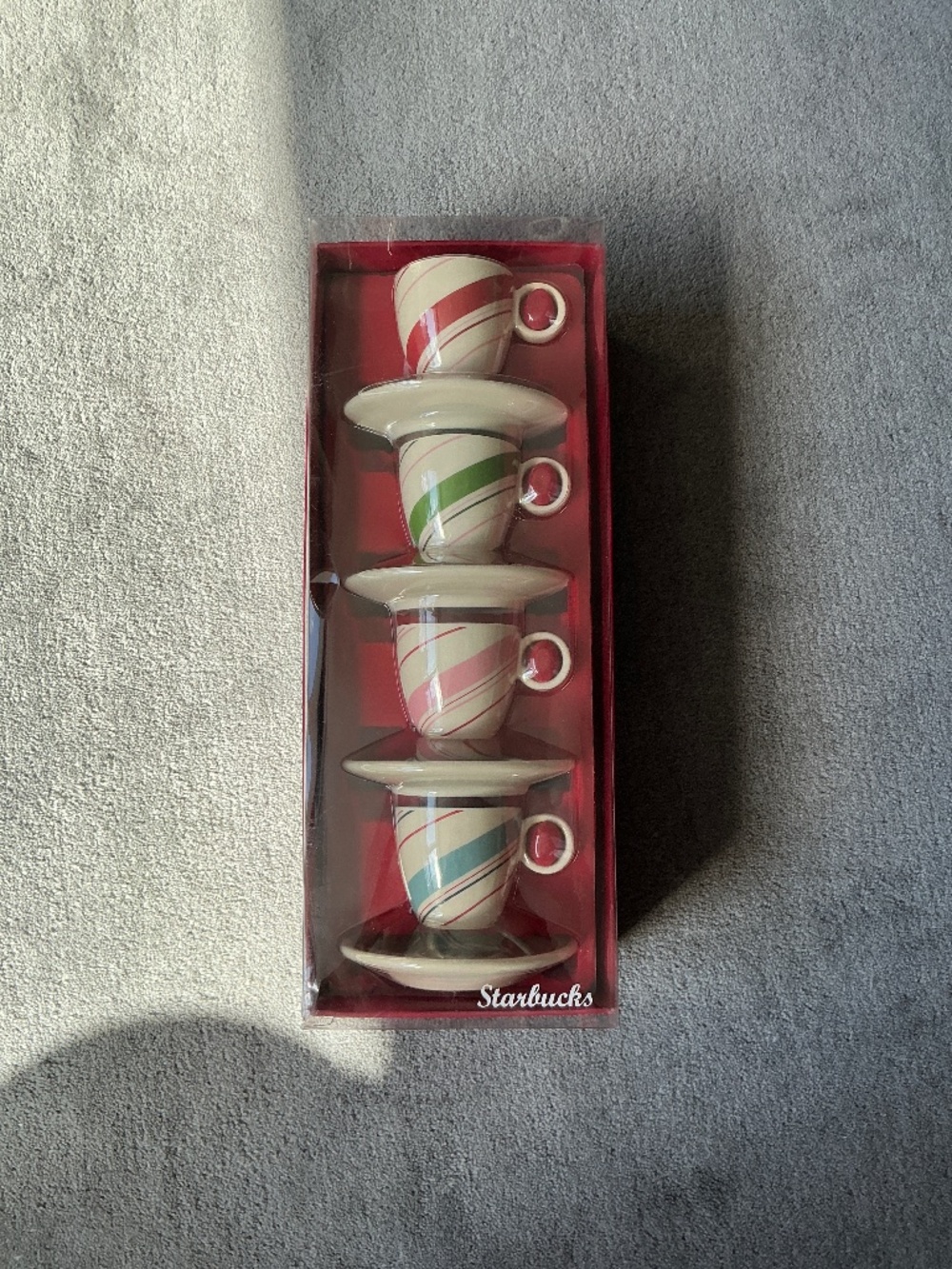 Set of Starbucks 2007 Holiday Demitasse Espresso Cups and Saucers